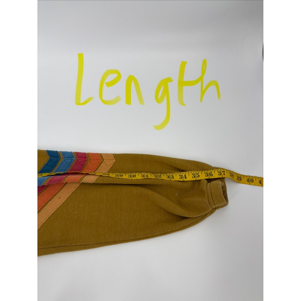 B52 Aviator Nation Rainbow Stitch Sweatpants Medium Chevron Stripe Yellow - Picture 7 of 13
